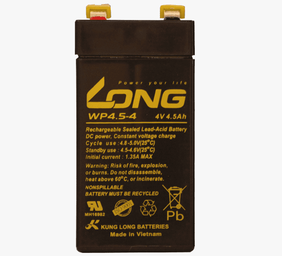 Long WP4.5-4 Rechargeable Sealed Lead Acid Battery 4.5Ah, 4V