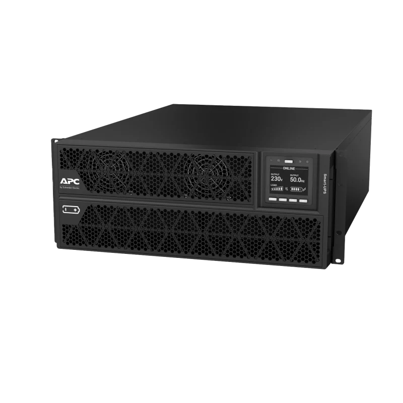 APC Smart-UPS On-Line, 5kVA/5kW, Rack/Tower, 230V, 2x IEC C13+1x IEC C19+Hard wire 3-wire (H+N+E) outlets, Network Card, W/O rail kit