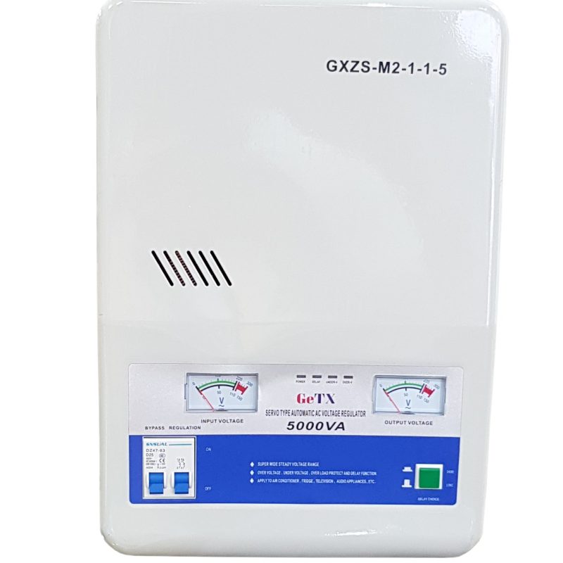 GeTX Stabilizer Servo motor Type 5000va 1Phases Wall Mount Cabinet Input 80v-260v,Output 220v,UK Socket GXZS-M2-1-1-5